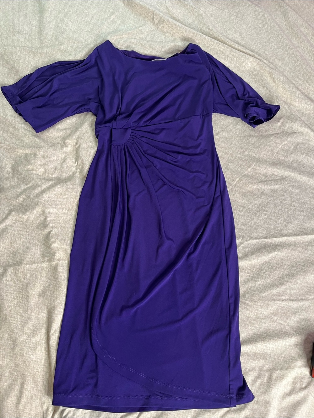 Dressbarn Deep Purple Ruched Midi Dress